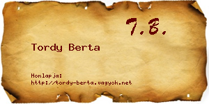 Tordy Berta névjegykártya
